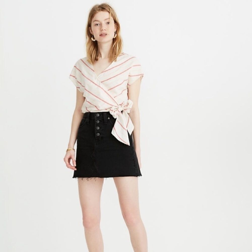 Madewell Rigid Denim A-Line Mini Skirt in Lunar Wash: Button-Front Edition 26